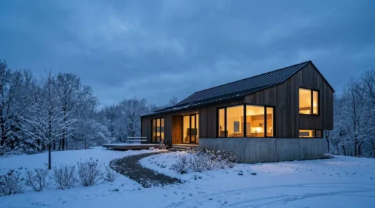 Vue conceptuelle d'une habitation avec visualisation des zones de pertes thermiques majeures