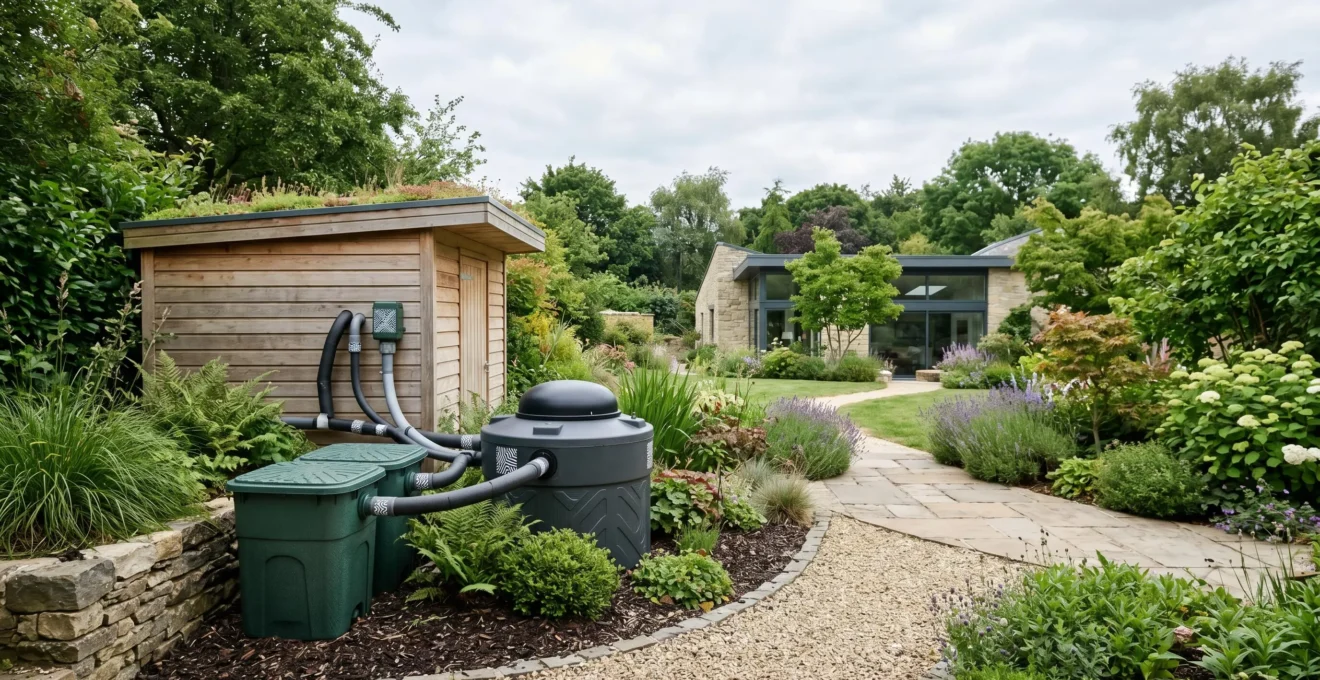 Installation domestique de production de biogaz dans un jardin avec digesteur et valorisation des déchets organiques
