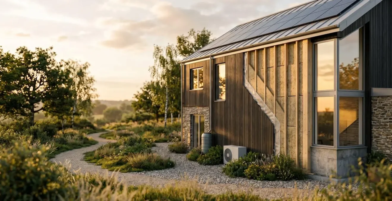 Maison rénovée avec matériaux d'isolation et système de chauffage performant pour économies d'énergie